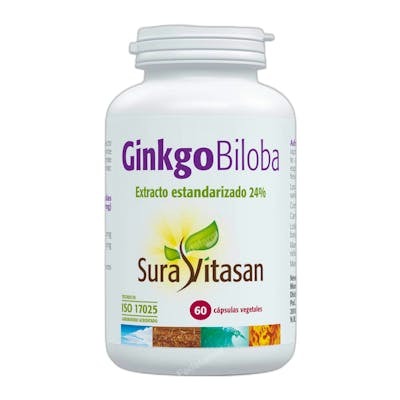 Sura Vitasan Ginkgo Biloba Estandarizado Al 24% 60 Gélules Complément Alimentaire Mémoire Concentration Circulation Sura Vitasan Ginkgo Biloba Estandarizado Al 24% 60 Gélules Complément Alimentaire Mémoire Concentration Circulation