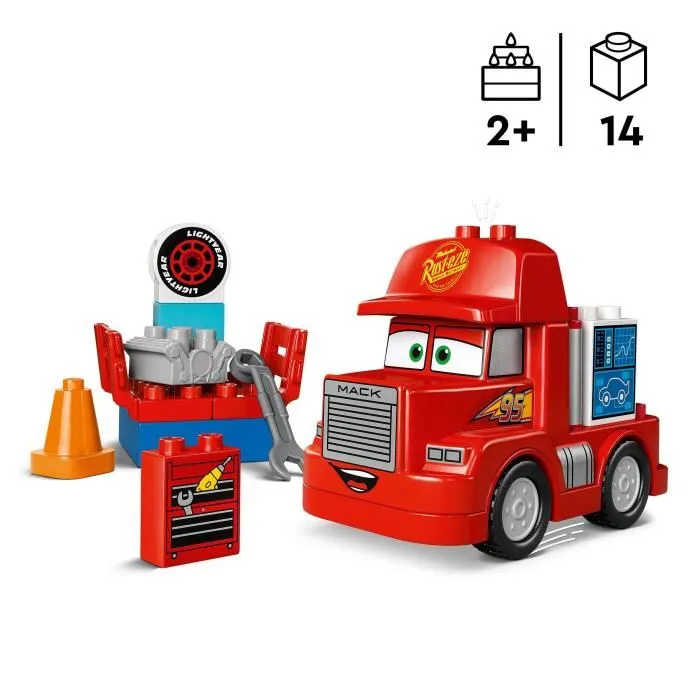 LEGO DUPLO 10417 Mack a la Course, Jouet de Construction Cars Disney et Pixar pour Enfants