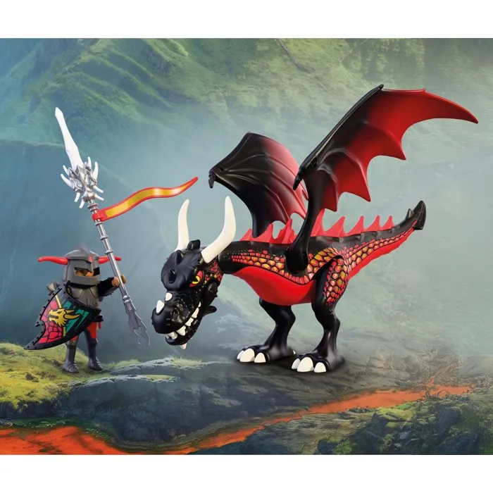 PLAYMOBIL 72114 Dragon noir et chevalier PLAYMOBIL 72114 Dragon noir et chevalier