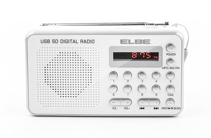 Elbe RF-49-USB Radio numérique FM avec lecteur MP3 et USB, batterie rechargeable Elbe RF-49-USB Radio numérique FM avec lecteur MP3 et USB, batterie rechargeable