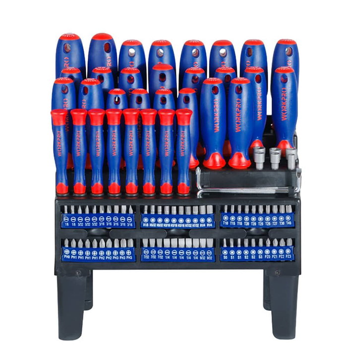 Workpro Jeu de tournevis 100 pièces en chrome-vanadium Workpro Jeu de tournevis 100 pièces en chrome-vanadium