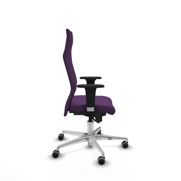 Piqueras Y Crespo Sillón Albacete, mécanisme Sincro, tissu Morado, base aluminium, bras 1D, roues 65mm Piqueras Y Crespo Sillón Albacete, mécanisme Sincro, tissu Morado, base aluminium, bras 1D, roues 65mm