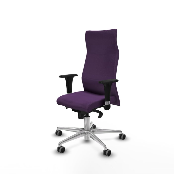 Piqueras Y Crespo Sillón Albacete, mécanisme Sincro, tissu Morado, base aluminium, bras 1D, roues 65mm Piqueras Y Crespo Sillón Albacete, mécanisme Sincro, tissu Morado, base aluminium, bras 1D, roues 65mm