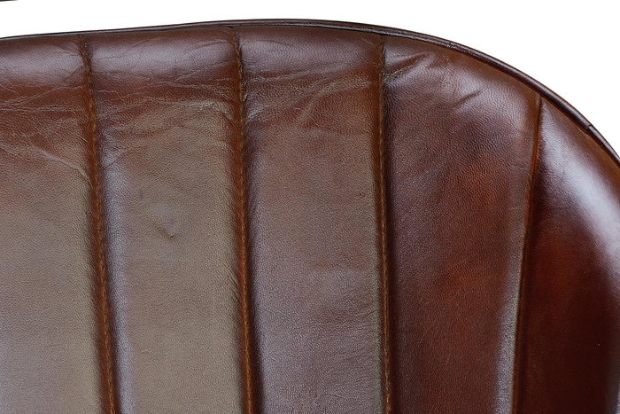 GINER Y COLOMER Chaise en cuir naturel avec pieds métalliques couleur marron - Dimensions siège: 42x42 cm, Hauteur: 51 cm