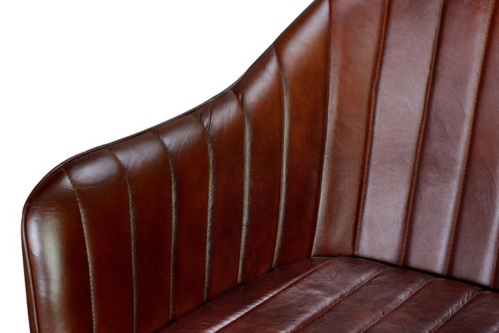 GINER Y COLOMER Chaise en cuir naturel avec pieds métalliques couleur marron - Dimensions siège: 42x42 cm, Hauteur: 51 cm