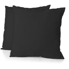 Home Linge Passion Lot de 2 taies d'oreiller en microfibre 82 g 63x63 cm Noir
