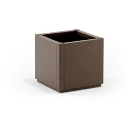 Stefanplast ETHICA - Bac à fleurs carré taupe 38 L - 36 x 36 x 35 cm - Résistant pour jardin et extérieur