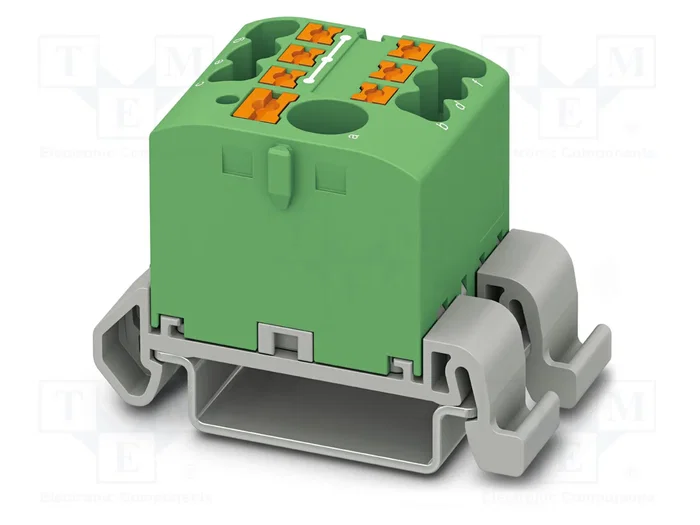 PHOENIX CONTACT PTFIX 6/6X2,5-NS35A GN Connecteur pour rail, 24A, 690V, vert PHOENIX CONTACT PTFIX 6/6X2,5-NS35A GN Connecteur pour rail, 24A, 690V, vert