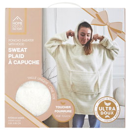 Home Deco Factory Sudadera blanche avec capuche SWEAT PLAID