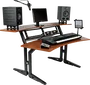 QUIKLOK Meuble de studio (workstation) à deux niveaux avec support rack 4x2U - Cerisier