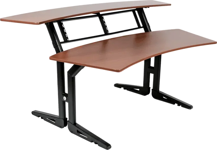 QUIKLOK Meuble de studio (workstation) à deux niveaux avec support rack 4x2U - Cerisier QUIKLOK Meuble de studio (workstation) à deux niveaux avec support rack 4x2U - Cerisier