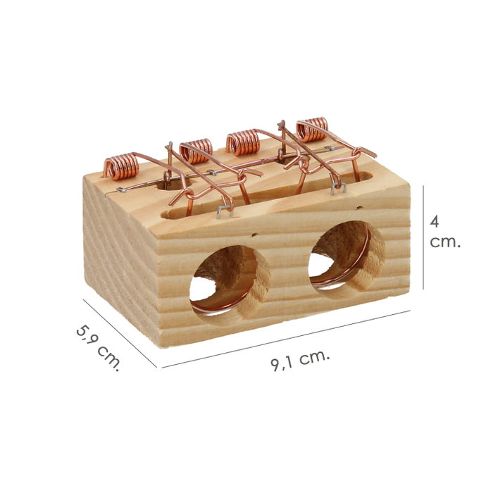 WOLFPACK LINEA PROFESIONAL Piège en bois pour souris à 2 trous Ø 28 mm