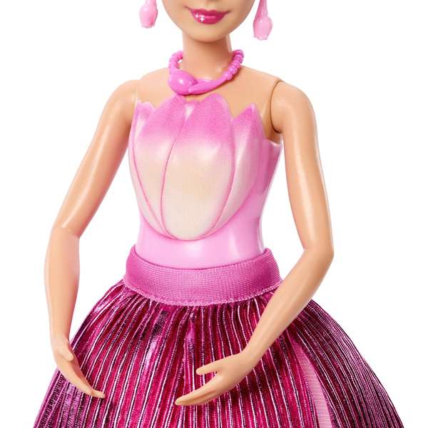 Mattel Barbie Petal Pop Tulipán, Poupée Barbie Robe Rose avec Accessoires Fleurs, Dimensions 32x12x12 cm, pour Enfants dès 3 ans