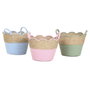 Home ESPRIT Lot de 3 Paniers Décoratifs Enfant Bleu Vert Rose Naturel