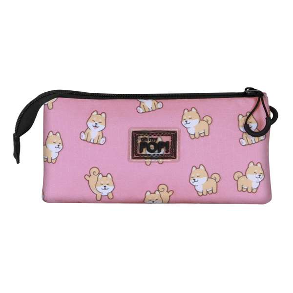 Karactermania Estuche Oh My Pop! Shiba - Trousse triple à crayons avec 3 compartiments, fermeture zippée, dimensions 23 x 8 x 11 cm, multicolor