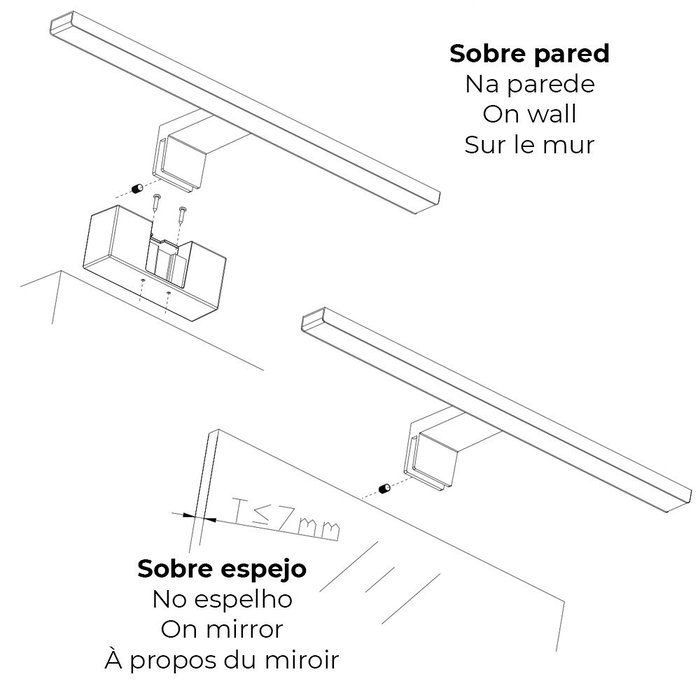 Edm Lampe murale LED 12W 1270lm 4000K lumière du jour 60x12,8x5,10cm IP44 non dimmable