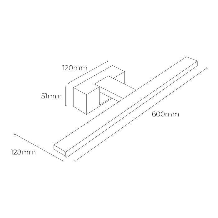 Edm Lampe murale LED 12W 1270lm 4000K lumière du jour 60x12,8x5,10cm IP44 non dimmable