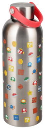 Paladone Products Bouteille d'eau Super Mario en métal avec dragonne