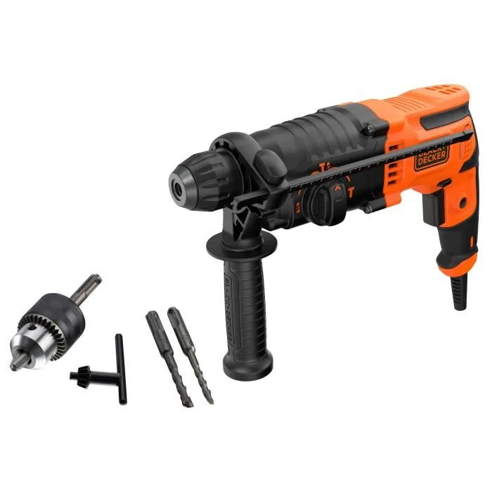 Black + Decker BEHS01-QS Perforateur filaire 650W - 3 fonctions (perforation, perçage, burinage) - Livré avec mandrin SDS+ et 2 forets béton 6 mm et 8 mm Black + Decker BEHS01-QS Perforateur filaire 650W - 3 fonctions (perforation, perçage, burinage) - Livré avec mandrin SDS+ et 2 forets béton 6 mm et 8 mm
