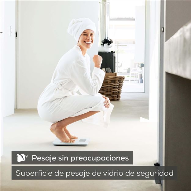 Beurer GS-120 KOMPAKT Pèse-personne numérique compact à plateau en verre effet miroir avec écran LCD et démarrage rapide