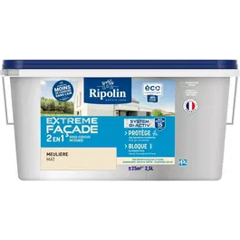 Ripolin Peinture extrême façade 2 en 1 Mat 2.5L - Meulière, Application facile, sous-couche intégrée, recyclée, fabriquée en France