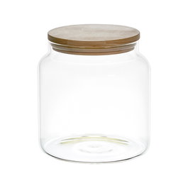 Cook Concept Bocal en Verre Borosilicate 1,9 L avec Couvercle en Pin