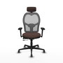 Piqueras y Crespo Chaise de Bureau Jorquera avec Appui-tête, Accoudoirs 3D et Mécanisme Sincro/Traslack, Brun foncé et Gris