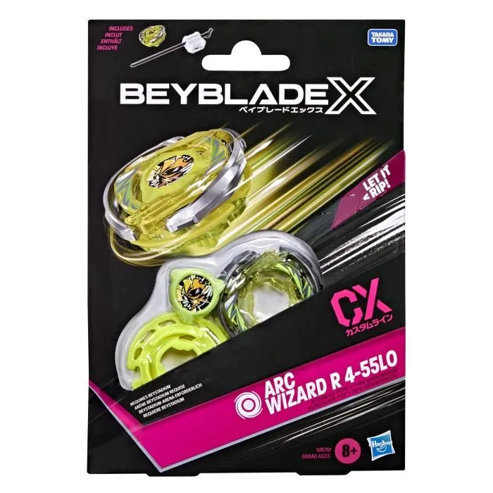 Beyblade X Starter Pack Arc Wizard R 4-55LO CX, peonza tipo resistencia y lanzador, 8+
