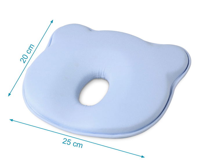 KioKids Oreiller ergonomique pour bébé anti-plagiocéphalie en coton 100% avec cavité centrale - Dès la naissance, Azul
