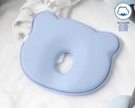 KioKids Oreiller ergonomique pour bébé anti-plagiocéphalie en coton 100% avec cavité centrale - Dès la naissance, Azul