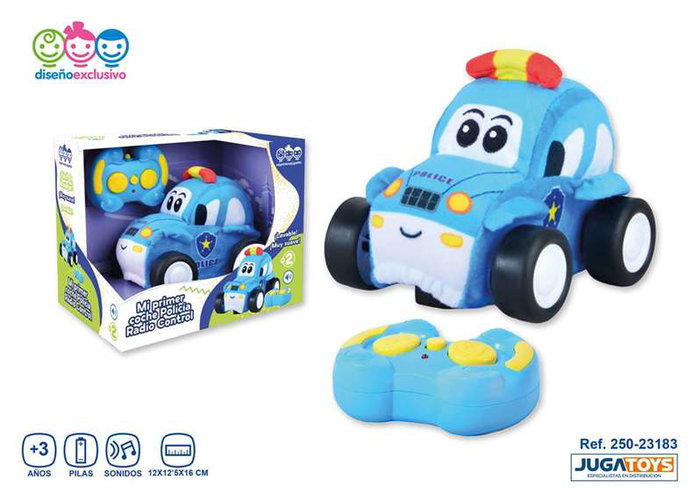Jugatoys - misprimerosjuguetes Voiture de police radiocommandée douce et lavable