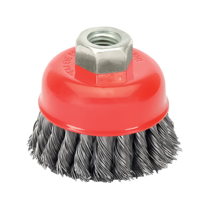WOLFPACK LINEA PROFESIONAL Brosse coupelle en acier tressé Ø 100 mm, filetage M14 WOLFPACK LINEA PROFESIONAL Brosse coupelle en acier tressé Ø 100 mm, filetage M14