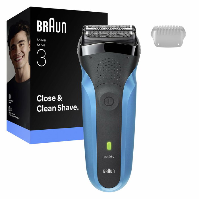 Braun Series 3 - Rasoir électrique Bleu et noir - Autonomie 30 min