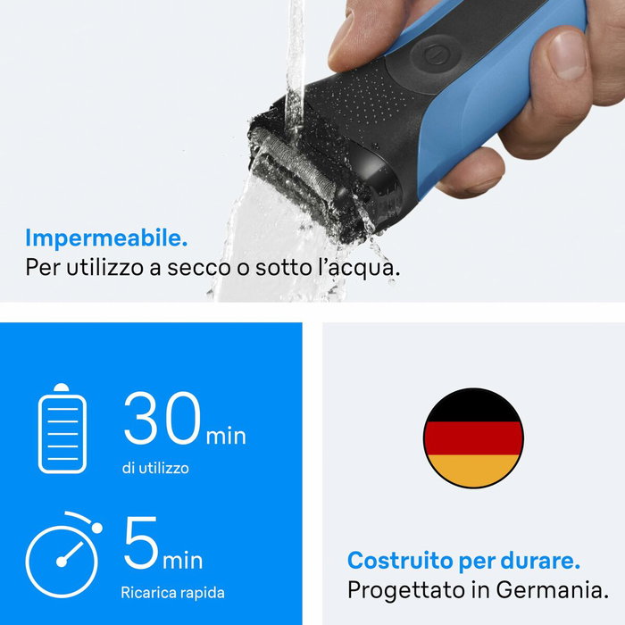 Braun Series 3 - Rasoir électrique Bleu et noir - Autonomie 30 min