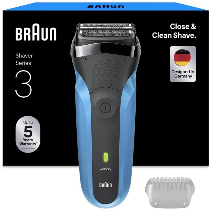 Braun Series 3 - Rasoir électrique homme - 30 min d'autonomie - Charge rapide 5 min - Bleu et noir Braun Series 3 - Rasoir électrique homme - 30 min d'autonomie - Charge rapide 5 min - Bleu et noir