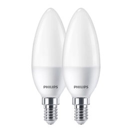 Philips Lot de 2 ampoules LED E14 7W Vela, 806 lumens, Blanc chaud 2700K, Équivalent 60W, Non dimmable, Classe E