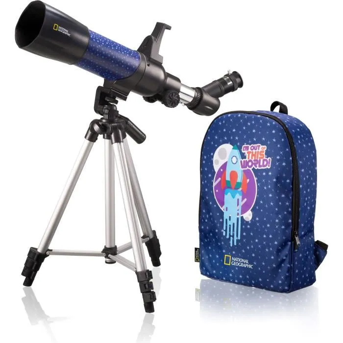 Bresser Télescope réfracteur 70/400 mm avec application de réalité augmentée - Livré avec 3 oculaires, Barlow, trépied et sac - Idéal pour enfant