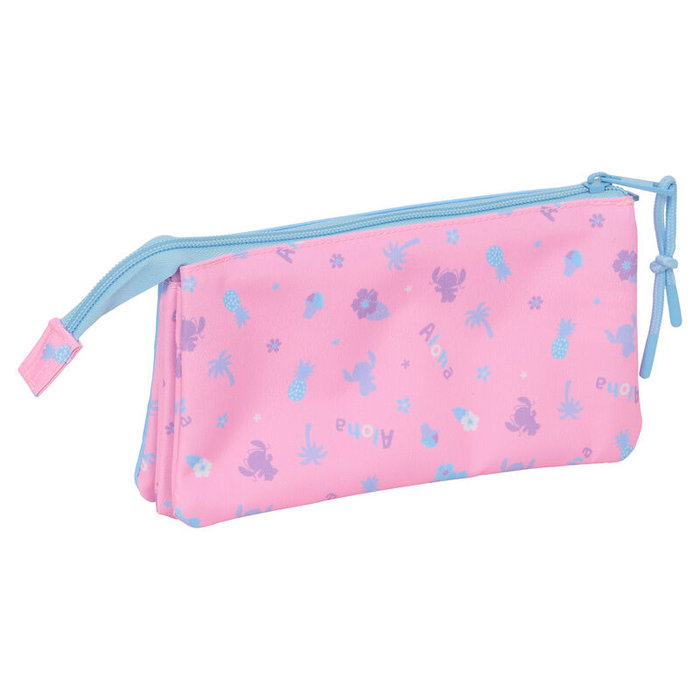Safta Sac Portatout Triple Compartiments Disney Bright Stitch - Avec Fermeture Éclair, Dimensions 22 x × 12 x 3 cm