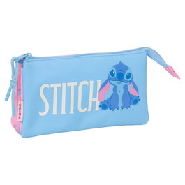 Safta Sac Portatout Triple Compartiments Disney Bright Stitch - Avec Fermeture Éclair, Dimensions 22 x × 12 x 3 cm