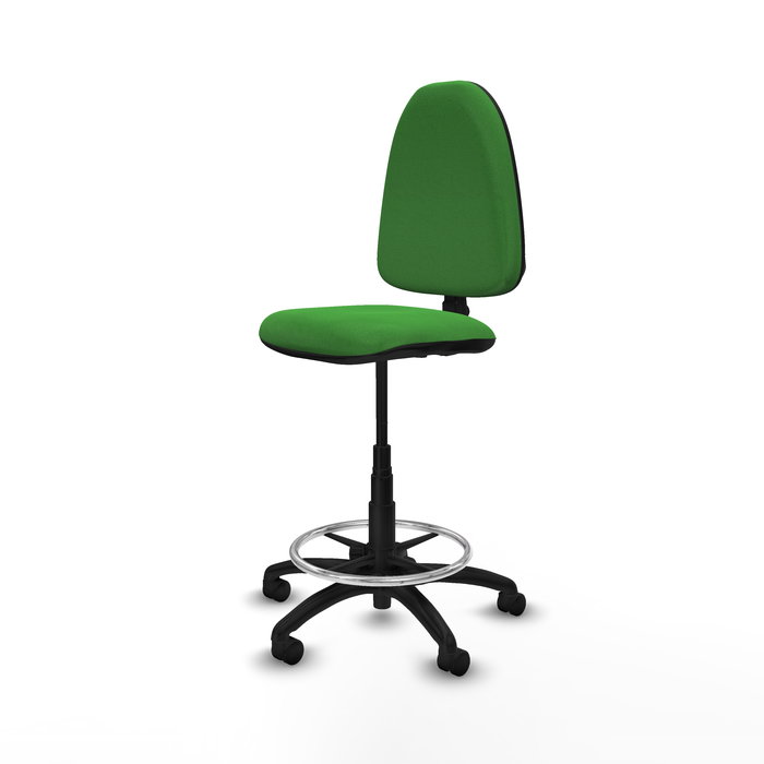 Tabouret Aýna taburete Contact permament de base Tissu Vert Structure polyamide noire Sans accoudoirs Sans appui-tête Roulettes en nylon 50 mm