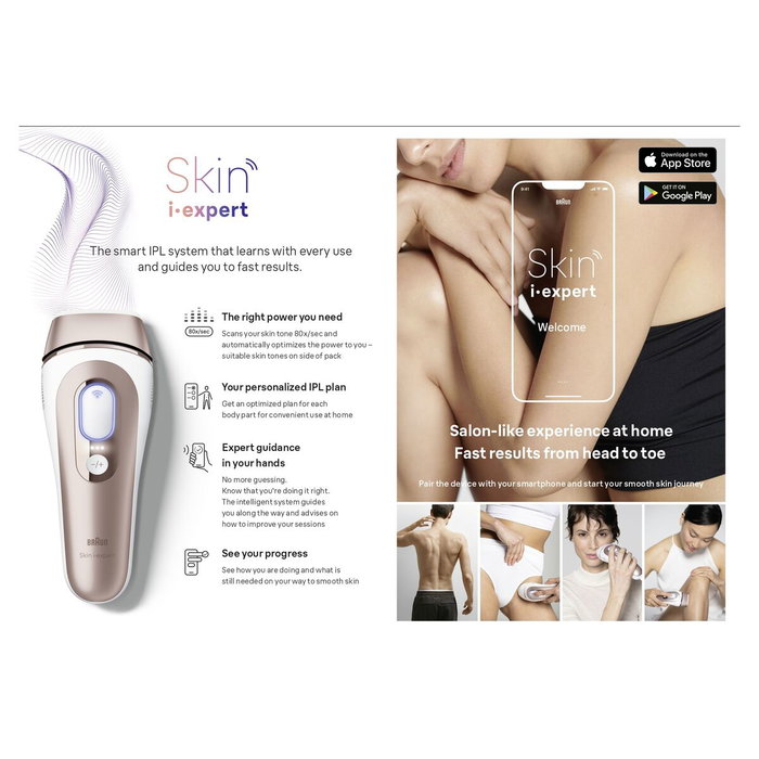 Braun PL7253 Épilateur à lumière pulsée IPL - Or rose et blanc Braun PL7253 Épilateur à lumière pulsée IPL - Or rose et blanc
