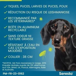 Seresto Collier Anti-Puces et Anti-Tiques pour Chien jusqu'à 8 kg - Protection 7-8 Mois, 2 Unités - Réduit le Risque de Leishmaniose