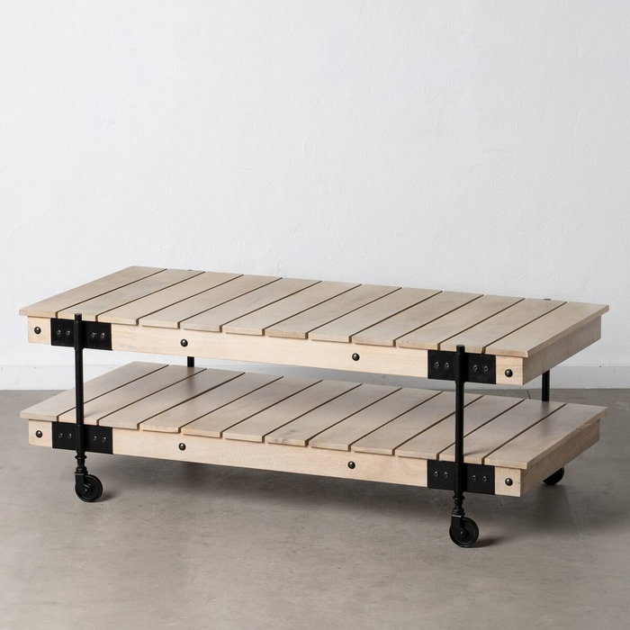 BigBuy Home Table Basse Noir Naturel 130 x 64 x 48 cm