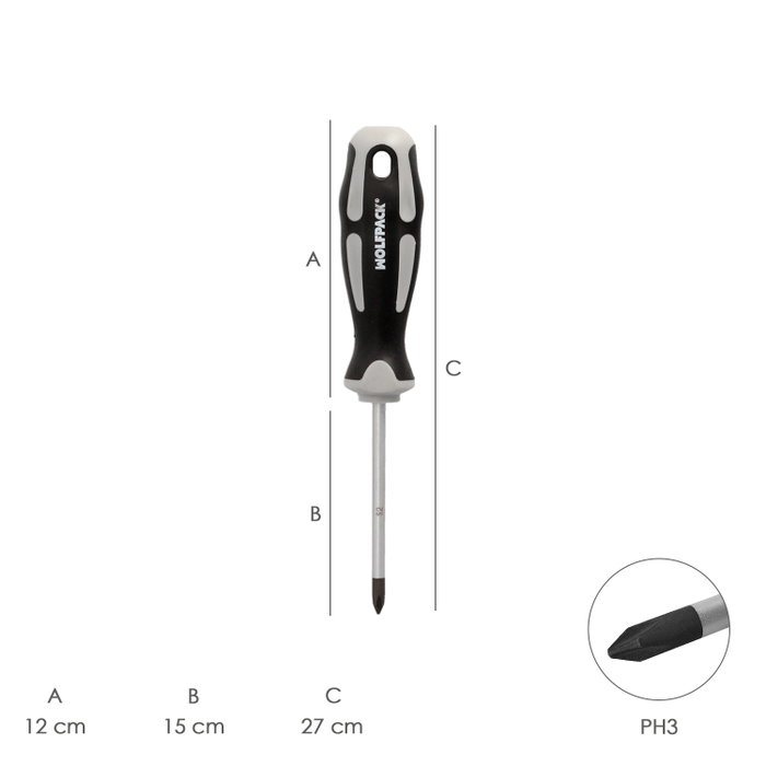 WOLFPACK LINEA PROFESIONAL Tournevis Phillips PH 3 x Ø 8,0 x 150 mm