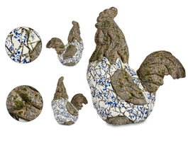 Ibergarden Figurine en Polyrésine Coq Mosaïque Bleu 22,5x41,5x46 cm (Set de 2)