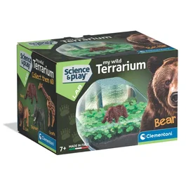Clementoni Mini Terrarium Ours - Kit Créatif avec Graines, Figurine et Décors pour Créer un Mini Monde Végétal - Loisir Scientifique et Nature pour Enfants