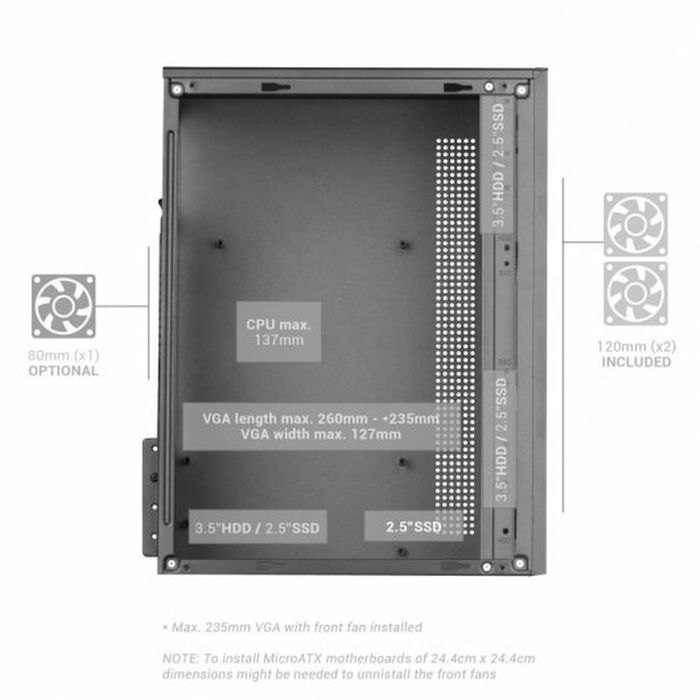 Boîtier ATX semi-tour Mars Gaming MCCOREW Blanc Noir