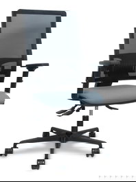 Chaise Bormate Asynchrone tissu Gris Maille Noir Base en nylon noir Accoudoir 2D Sans appui-tête Roulettes 65mm nylon