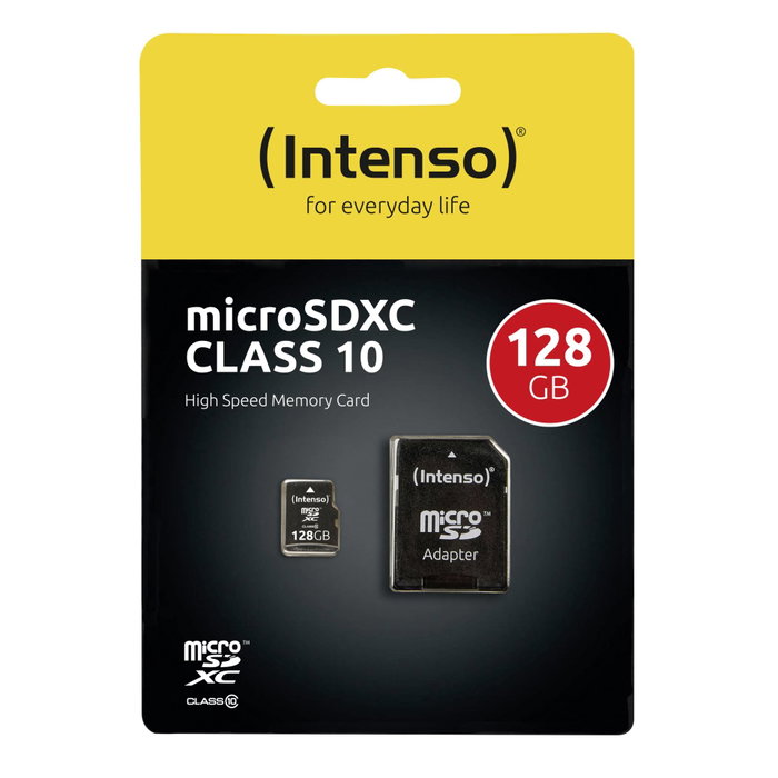 Intenso Carte mémoire MicroSDXC Classe 10 128 Go avec adaptateur SD