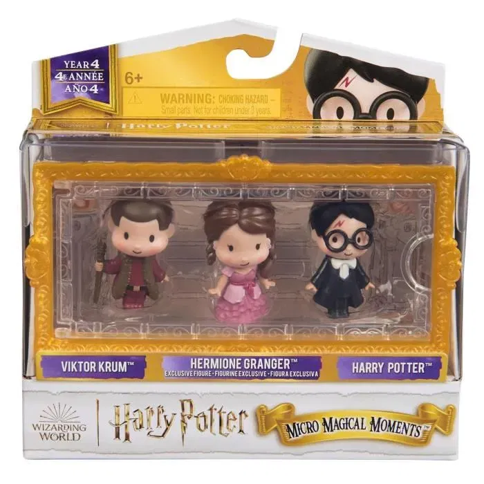 Spin Master Multipack 3 Figurines Harry Potter Bal de Noël Moments Magiques Saison 4 Wizarding World - Coffret avec Viktor Krum, Hermione Granger, Harry Potter